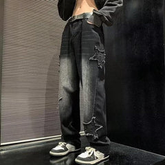 Black Ripped Star Patches Jeans