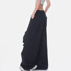 Black Ripped Wide Training Pants