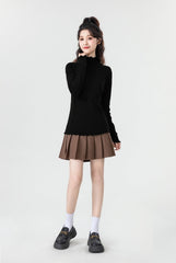 Black Ruffled High Neck Top