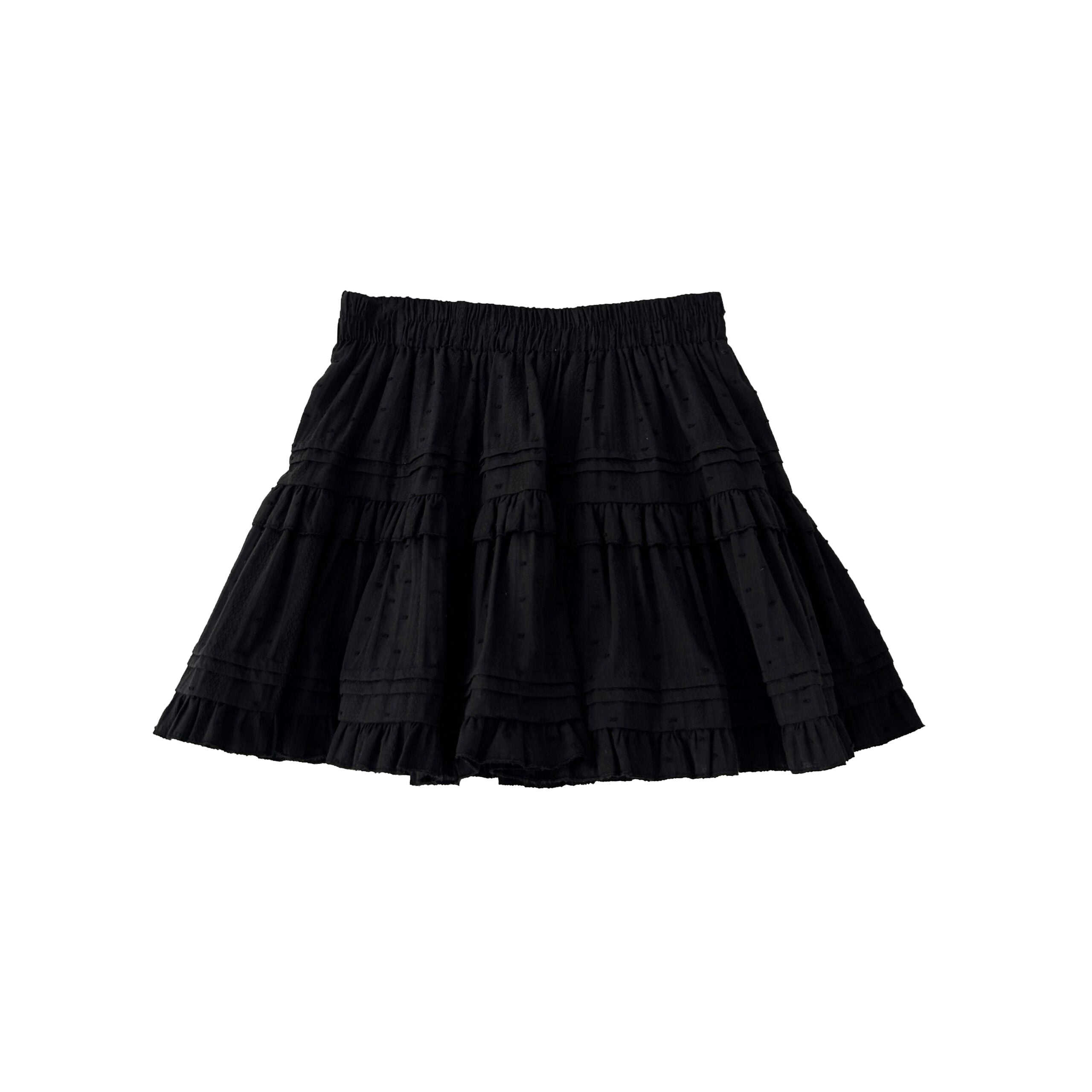 Black Ruffled High Waist A Line Mini Skirt