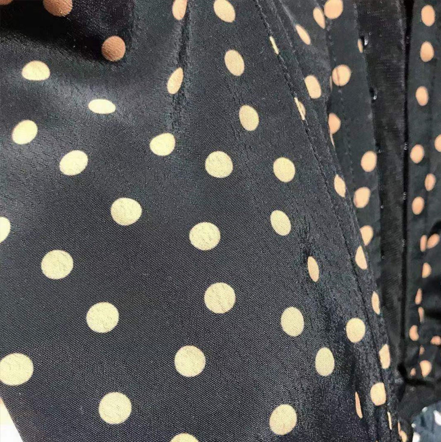 Black Ruffled Polka Dots Crop Top