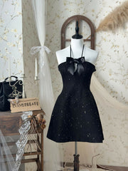 Black Sequin Embellished Halter Dress