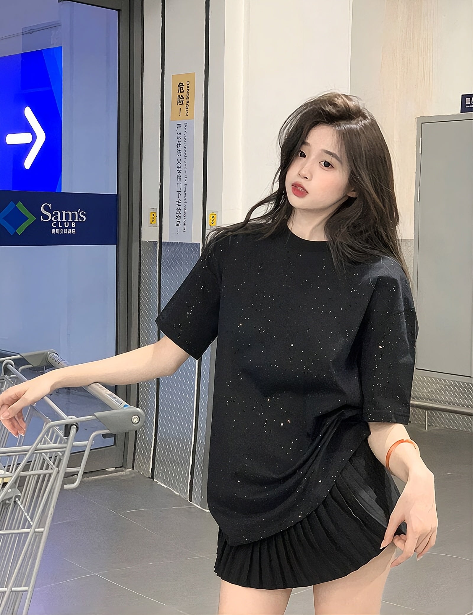 Black Sequins Sparkly T-Shirt