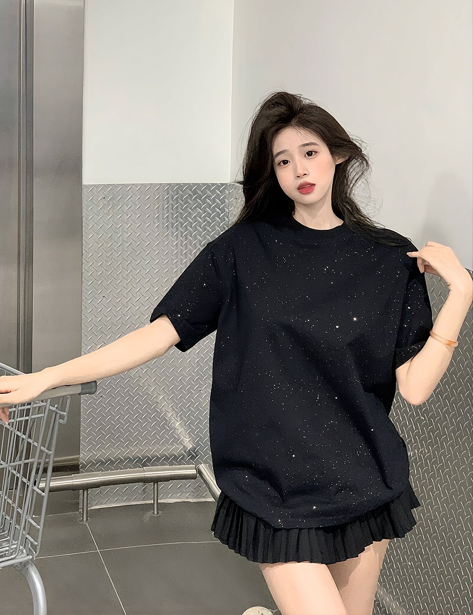 Black Sequins Sparkly T-Shirt
