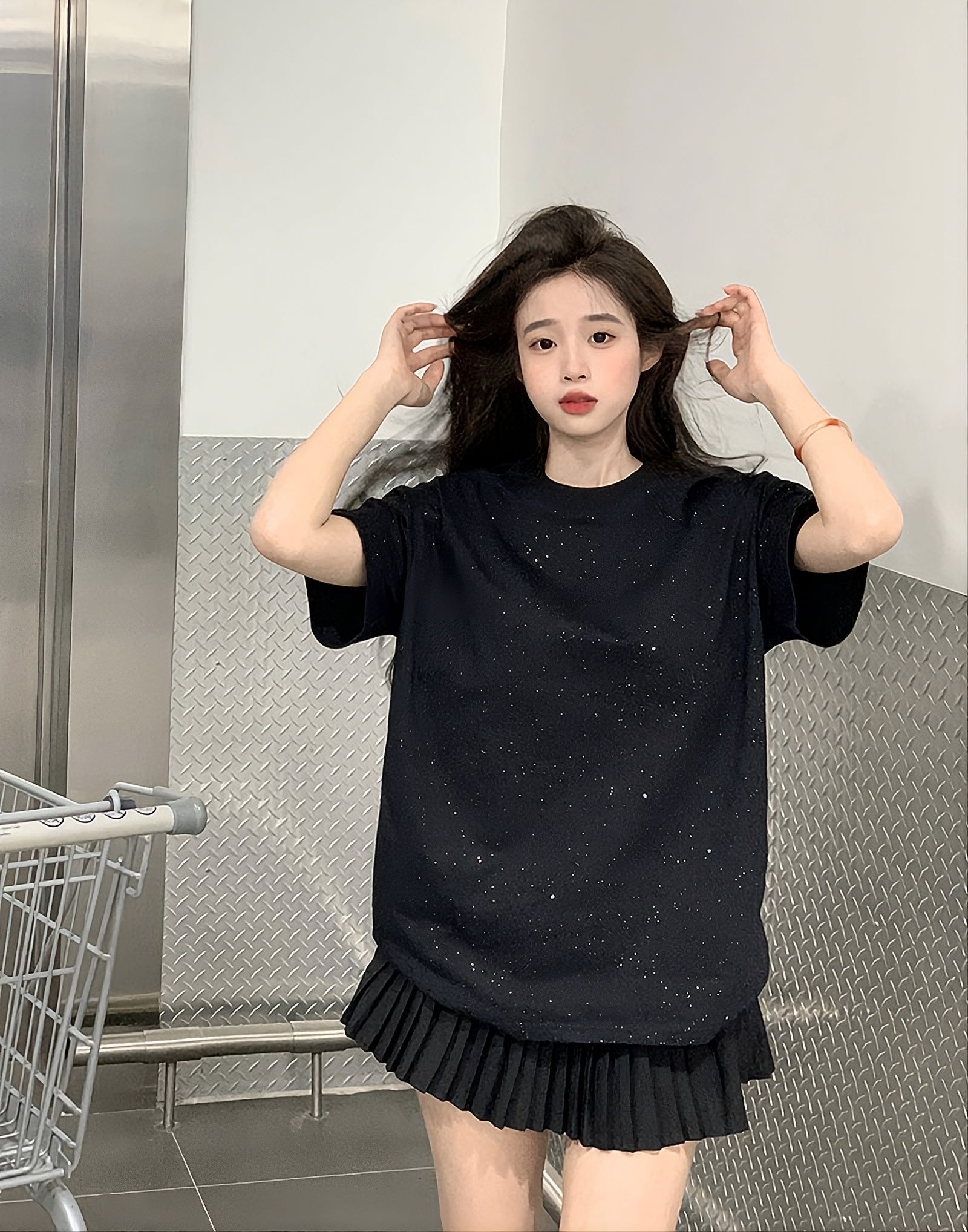 Black Sequins Sparkly T-Shirt