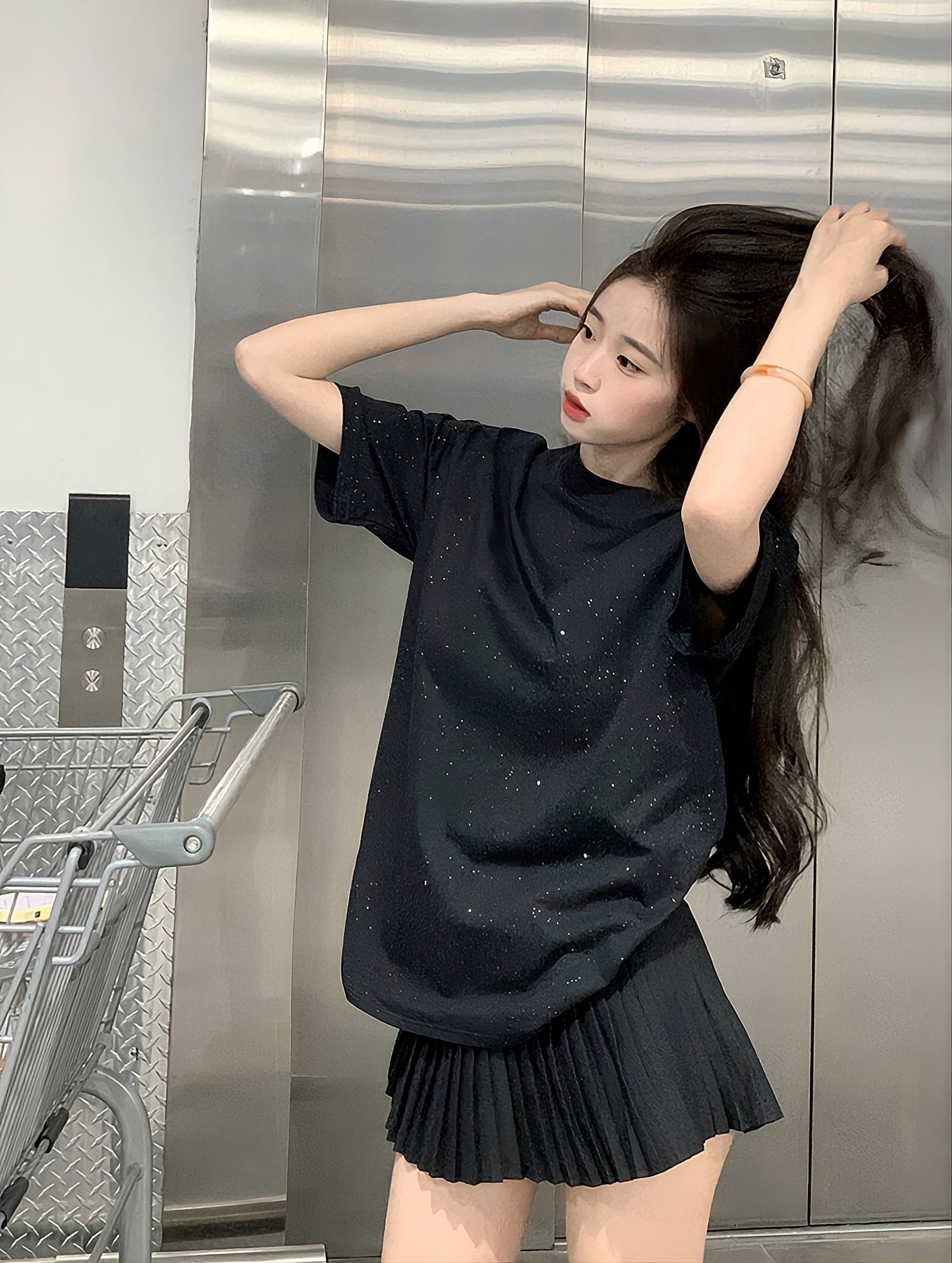 Black Sequins Sparkly T-Shirt