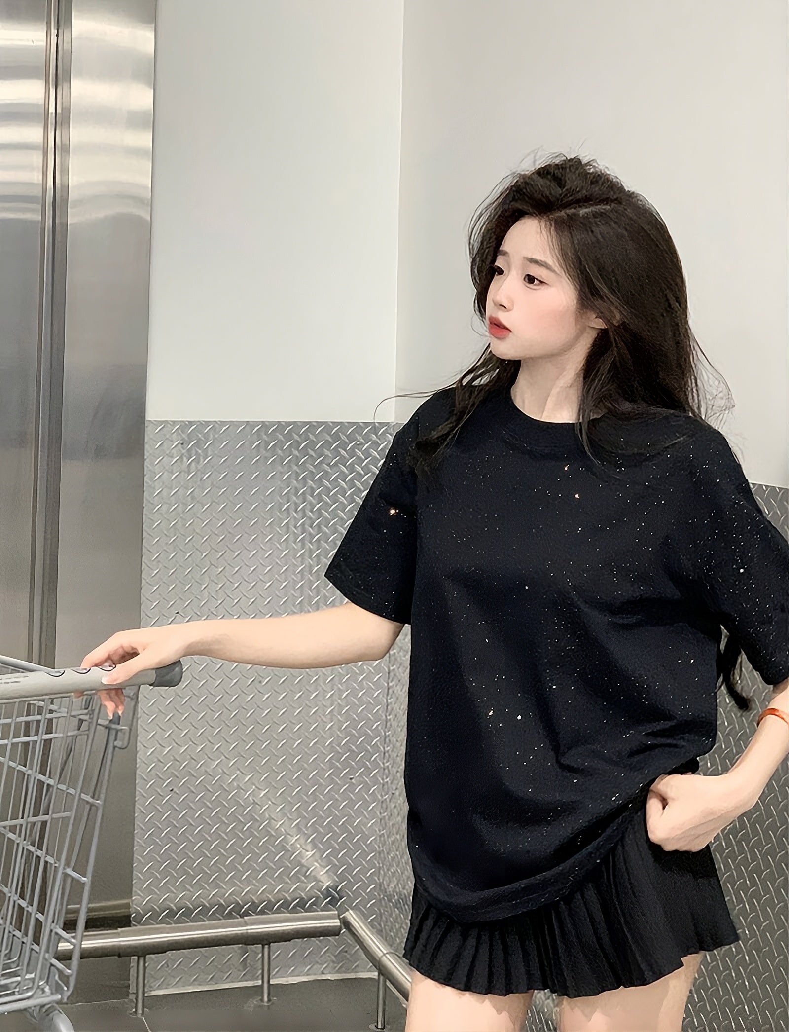 Black Sequins Sparkly T-Shirt