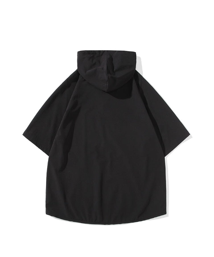 Black Short Sleeves Hoodie
