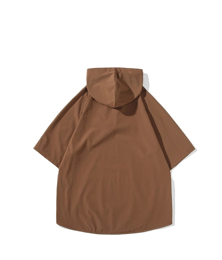 Black Short Sleeves Hoodie
