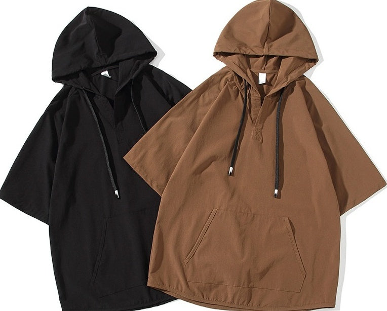 Black Short Sleeves Hoodie