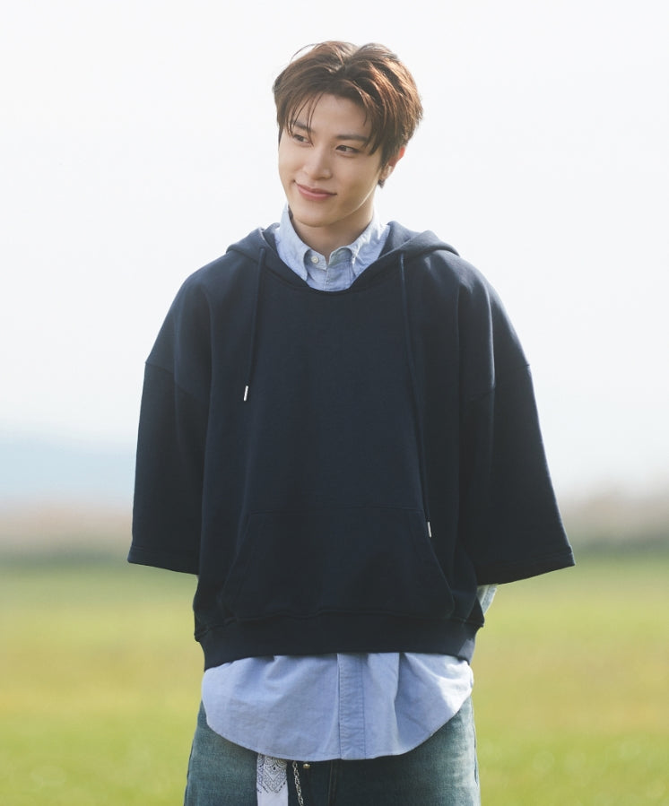 Black Short Sleeves Hoodie
