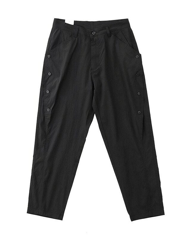 Black Side Buttoned Loose Pants