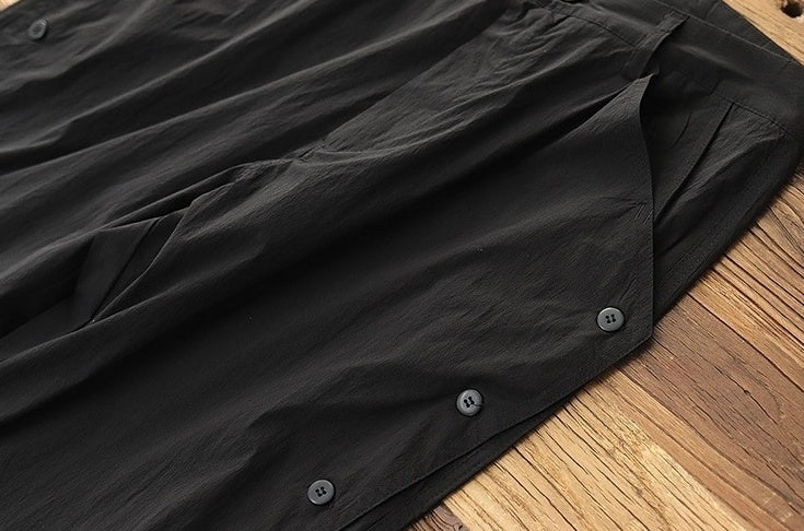 Black Side Buttoned Loose Pants