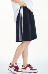 Black Side Stripe Mid-Length Shorts