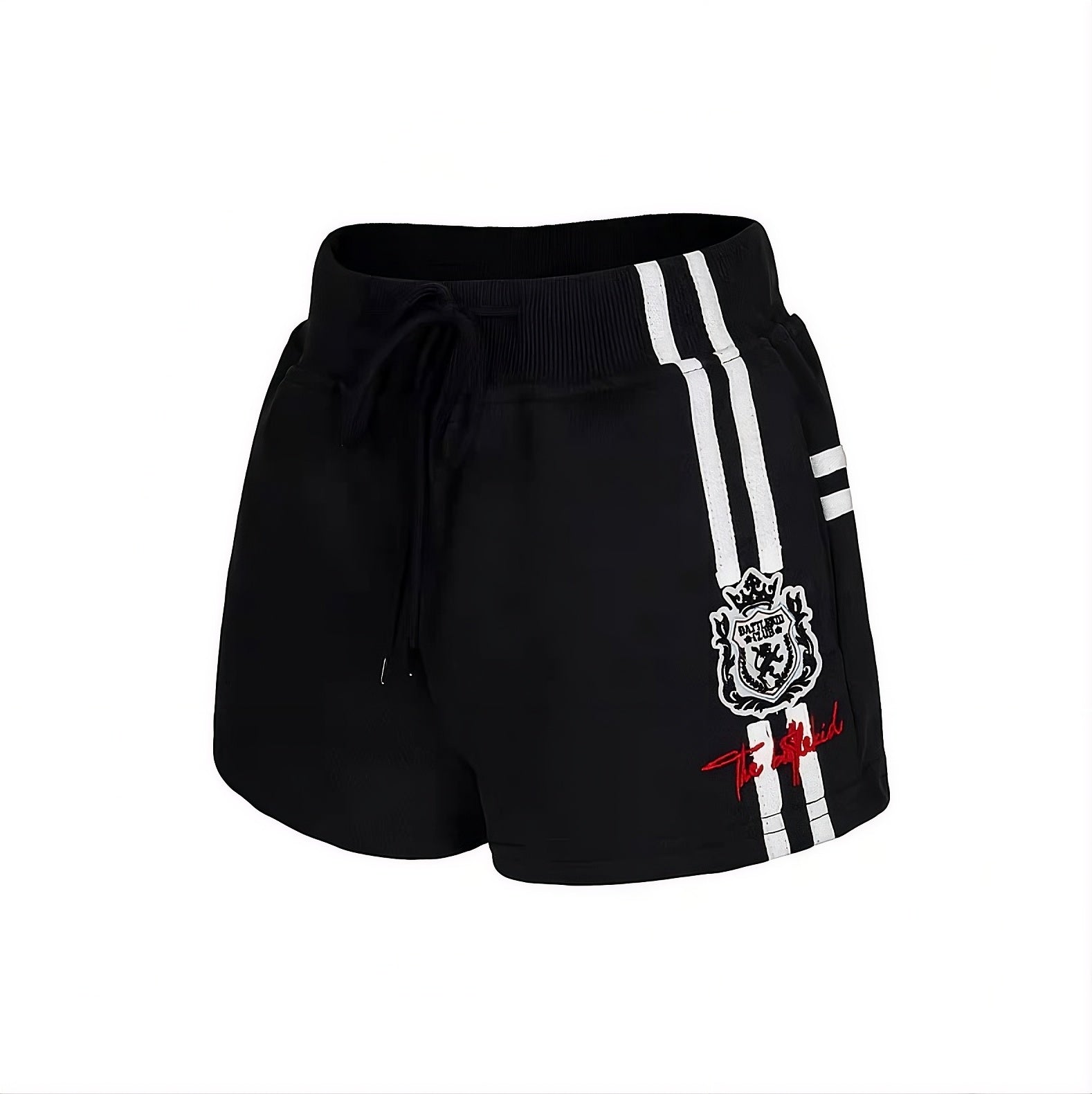 Black Side Stripes Logo Shorts