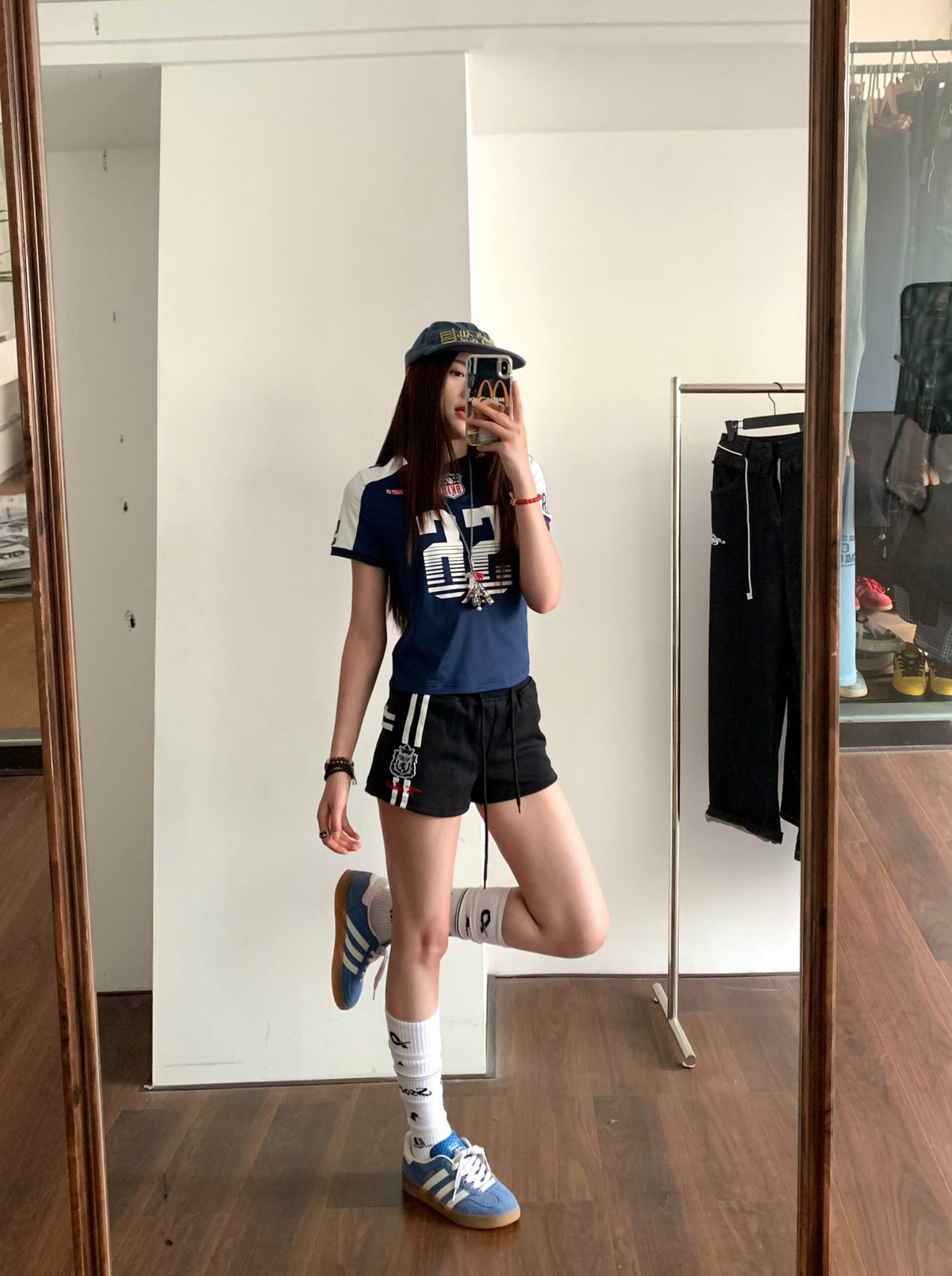 Black Side Stripes Logo Shorts