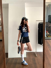 Black Side Stripes Logo Shorts