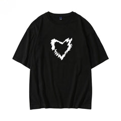 Black Sketch Heart Print T-Shirt