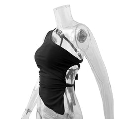 Black Slanted One Shoulder Top