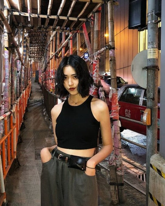 Black Sleeveless Crop Top