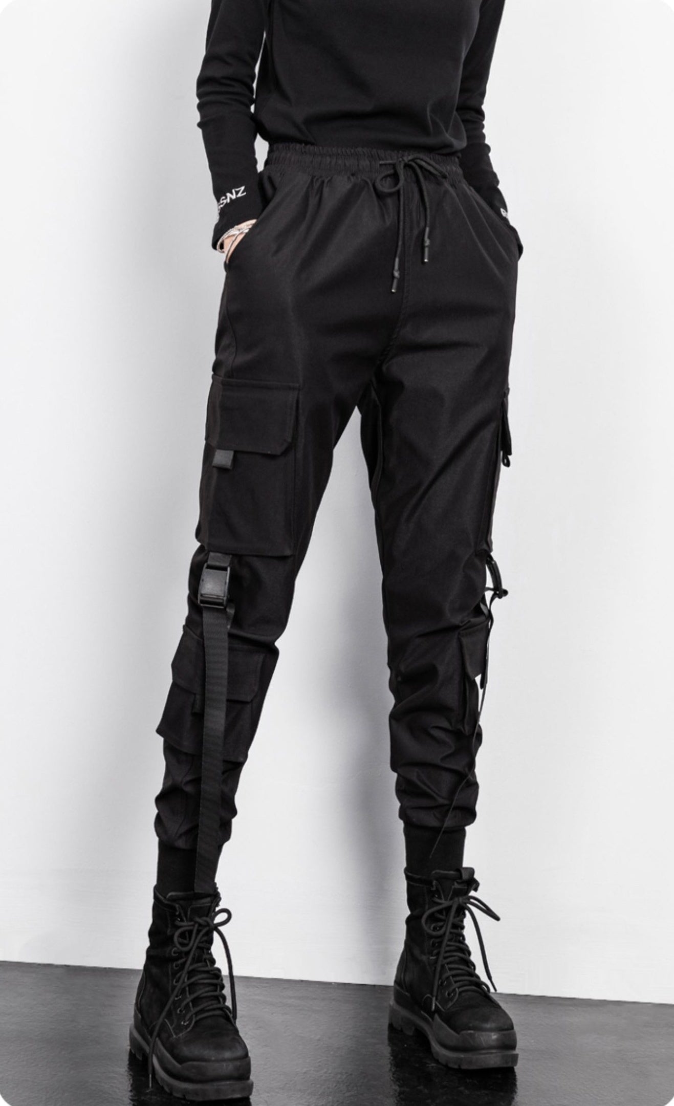 Black Slim Cargo Pants