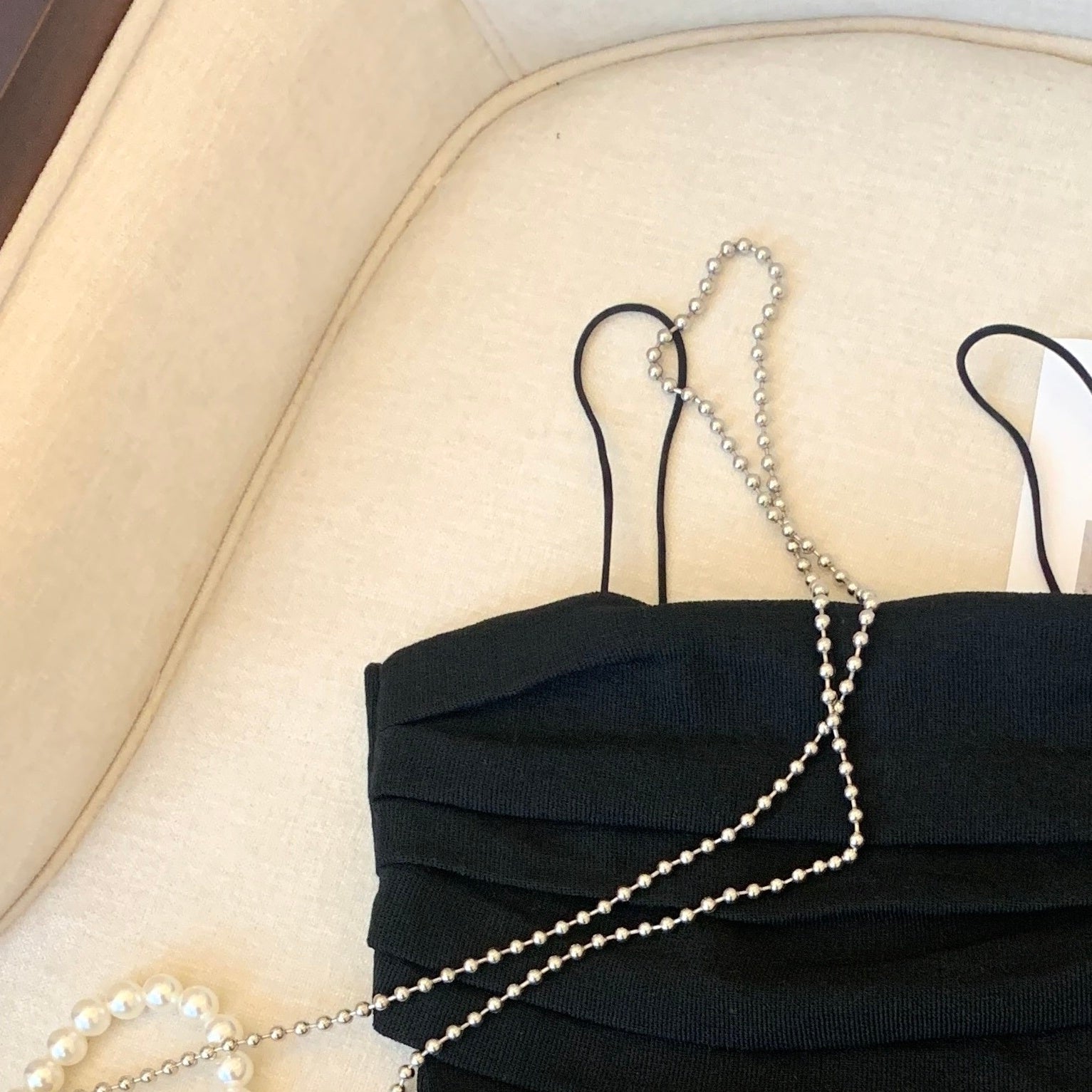 Black Sling Front Slit Top