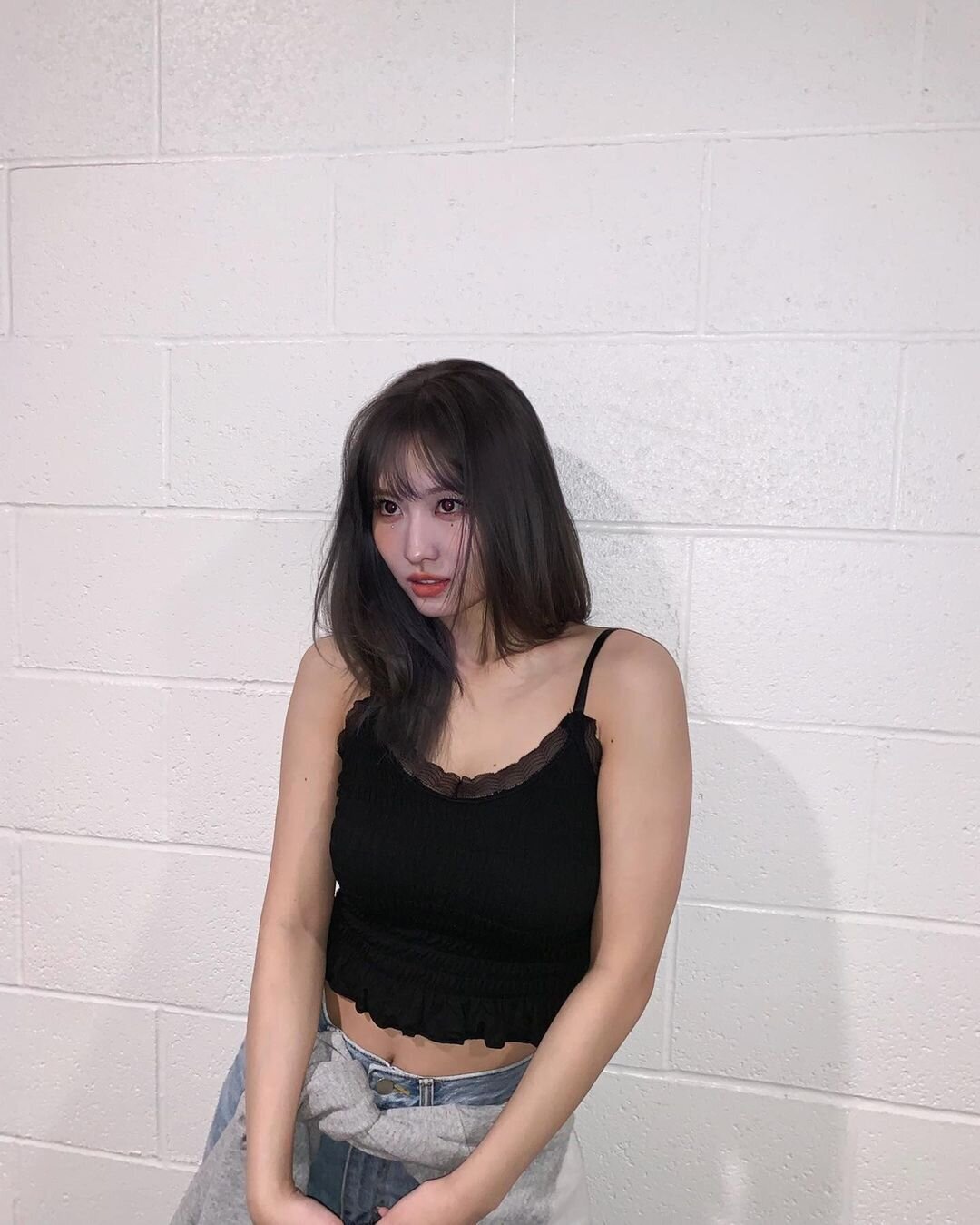 Black Sling Ruffled Crop Top