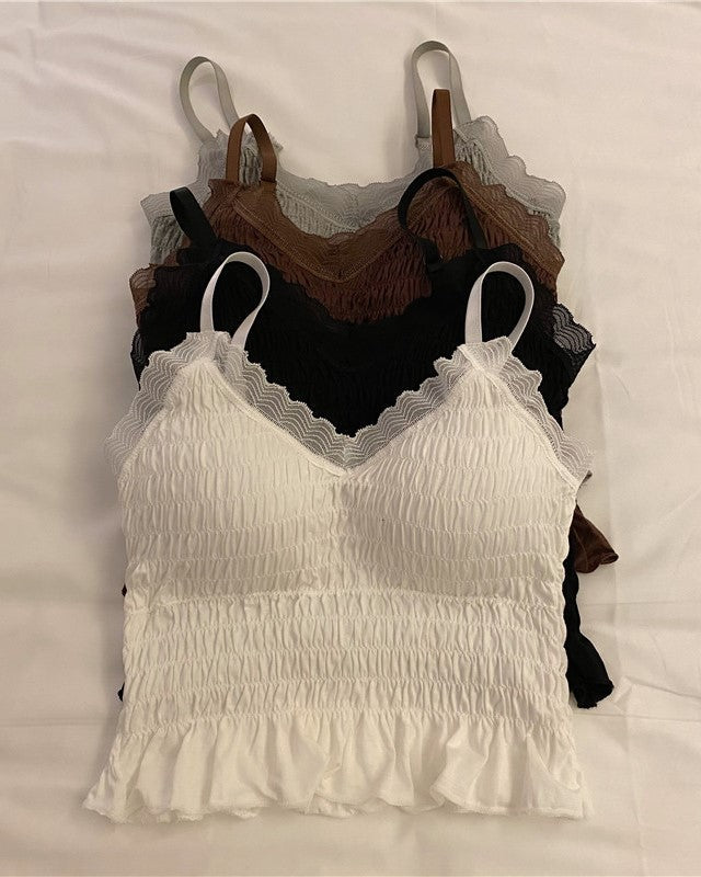 Black Sling Ruffled Crop Top