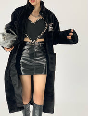 Black Solid Heart Crop Top