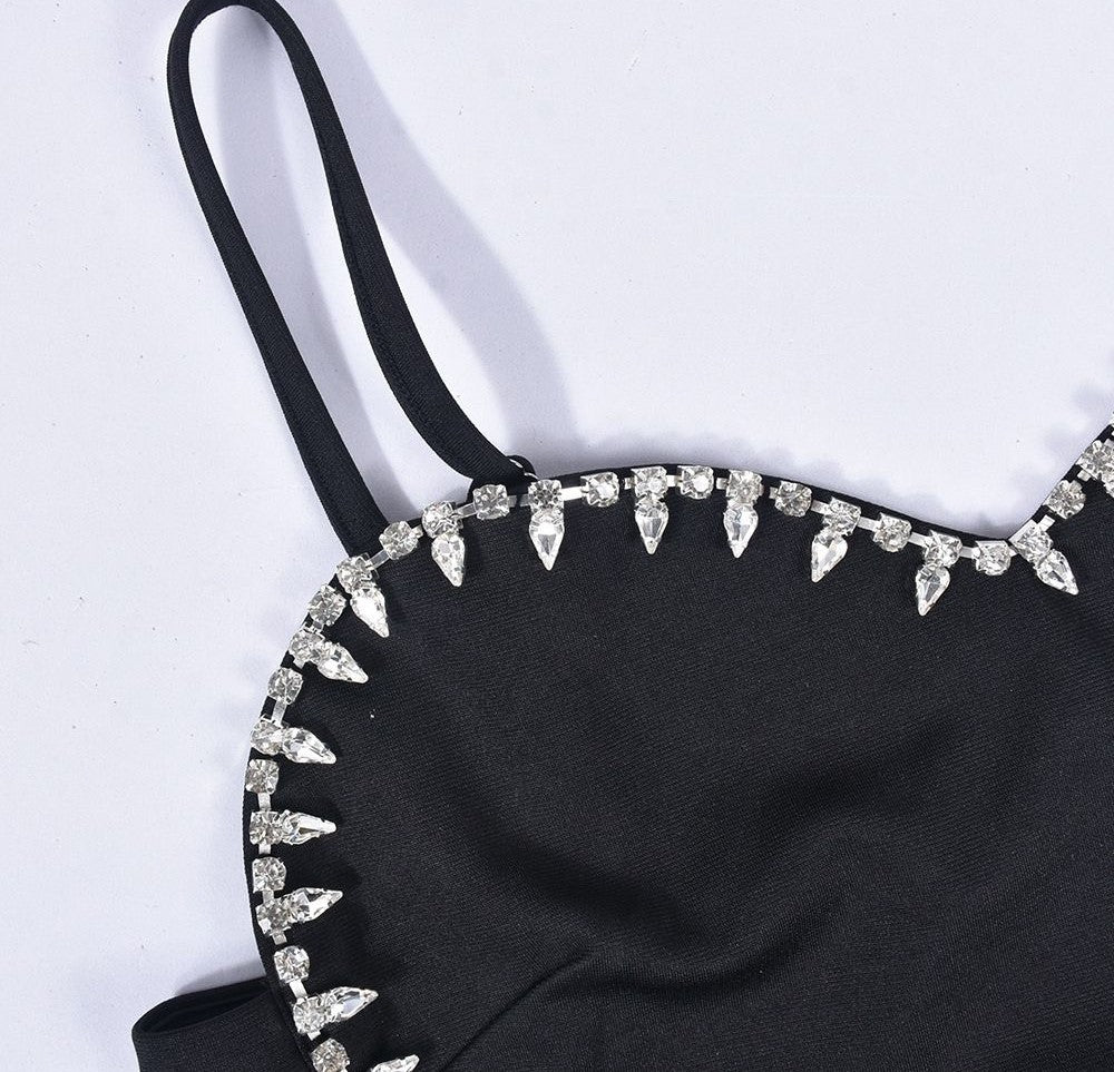 Black Solid Heart Crop Top