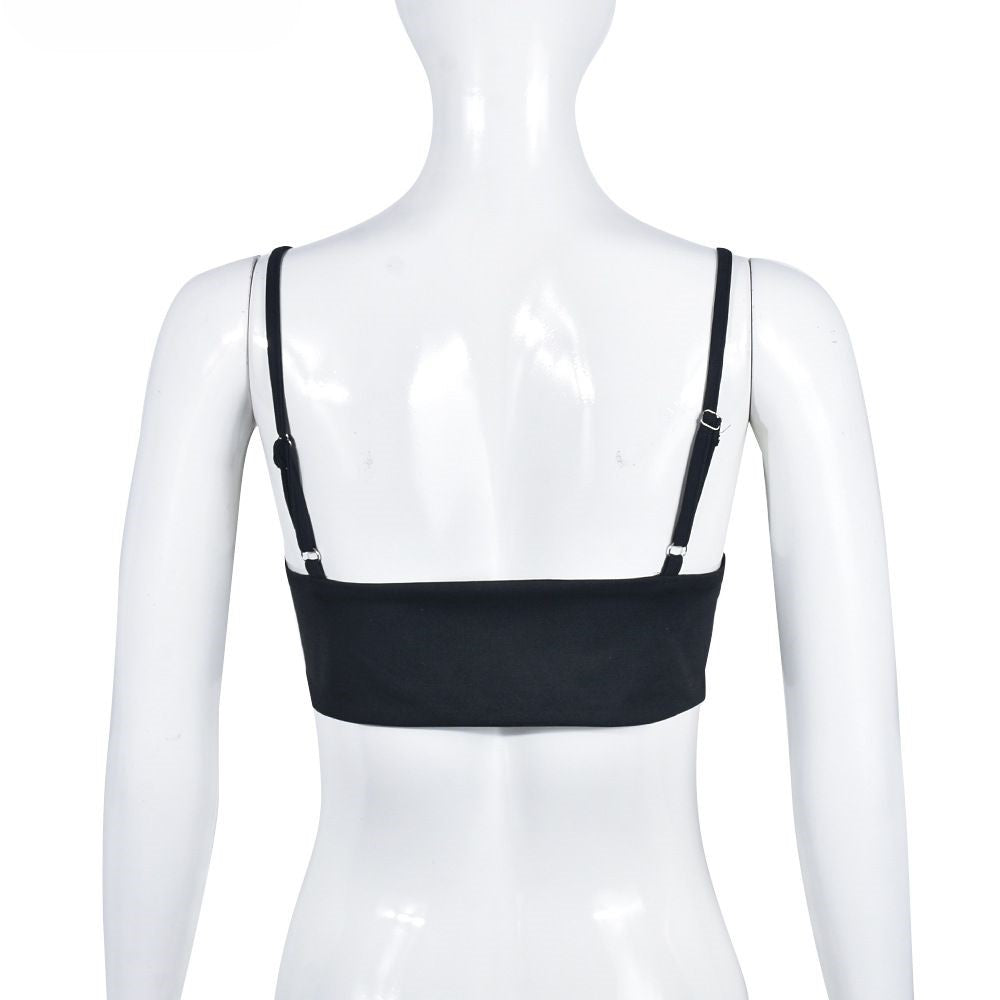 Black Solid Heart Crop Top