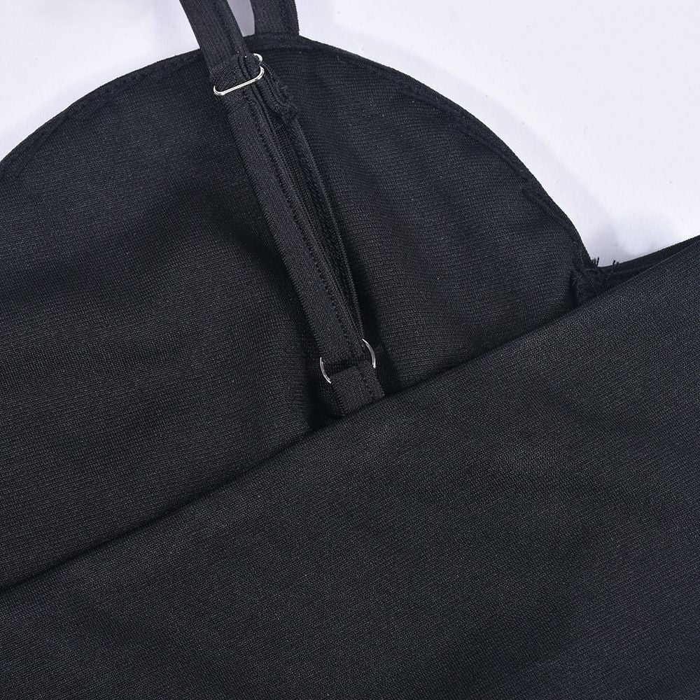 Black Solid Heart Crop Top