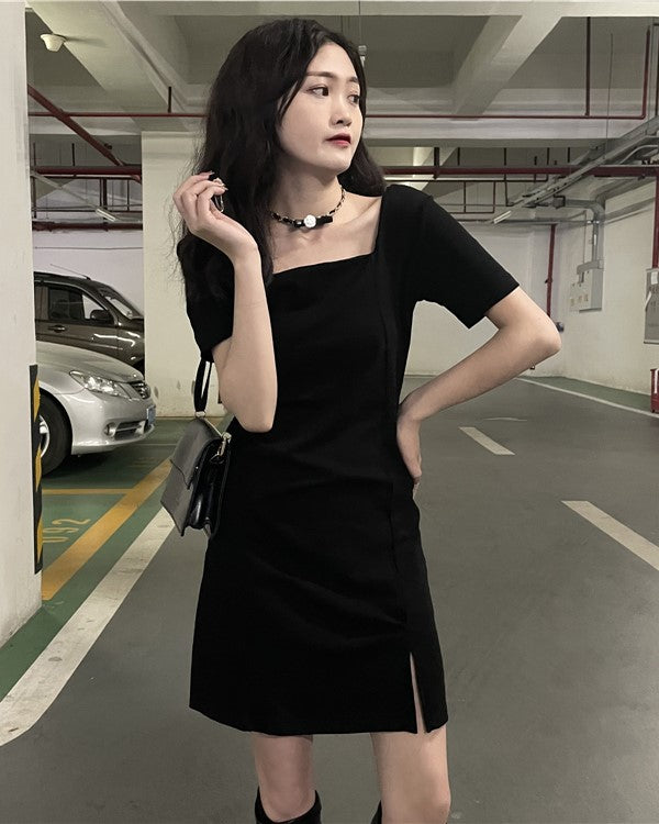 Black Square Neck Dress