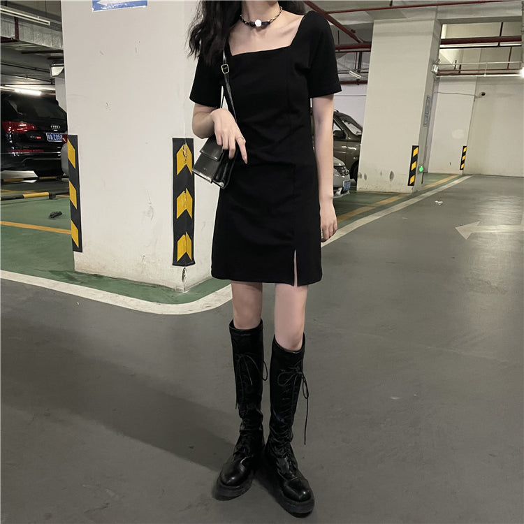 Black Square Neck Dress