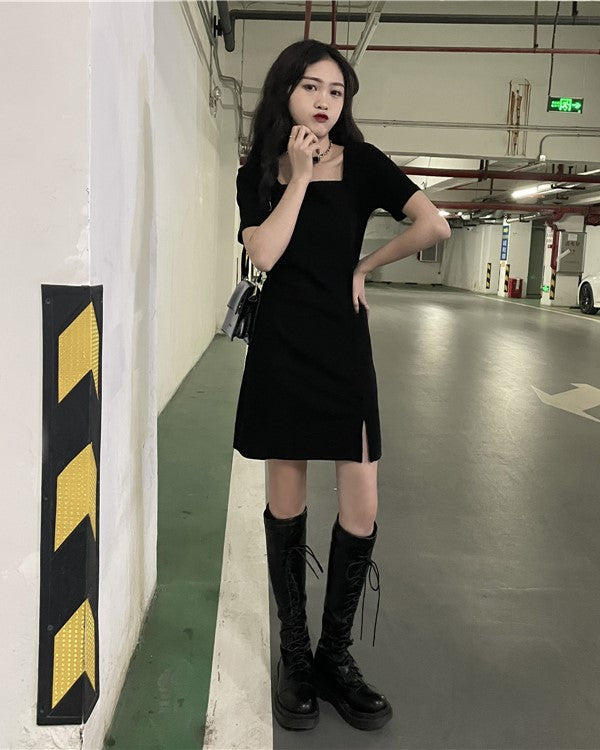 Black Square Neck Dress
