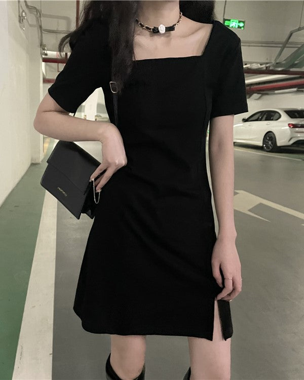 Black Square Neck Dress