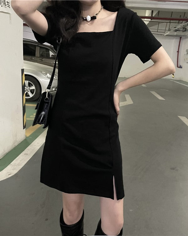 Black Square Neck Dress
