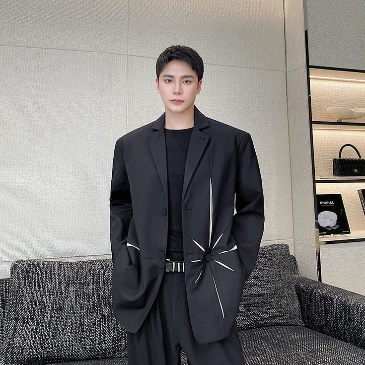 Black Starburst Detail Suit Jacket