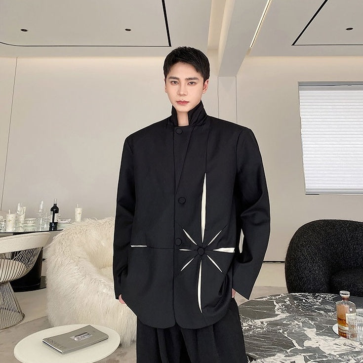 Black Starburst Detail Suit Jacket