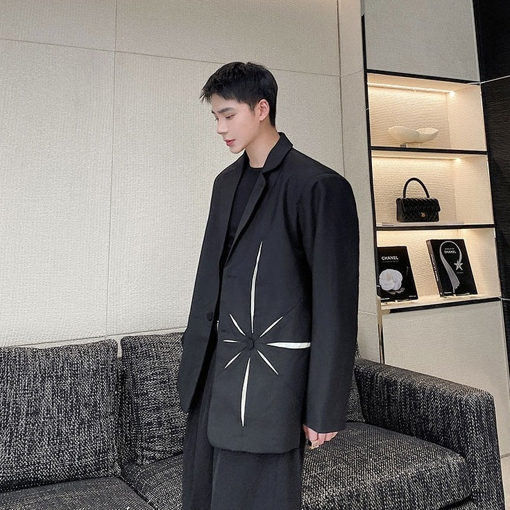 Black Starburst Detail Suit Jacket
