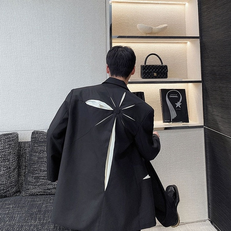 Black Starburst Detail Suit Jacket