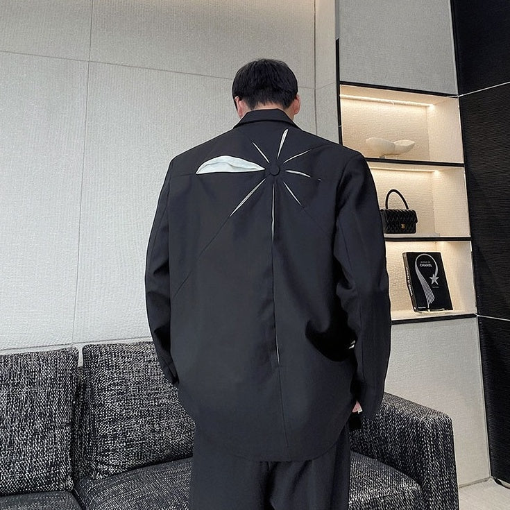 Black Starburst Detail Suit Jacket