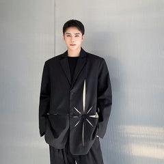 Black Starburst Detail Suit Jacket