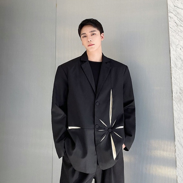 Black Starburst Detail Suit Jacket