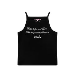 Black Statement Print Sling Top