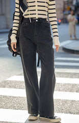 Black Straight-Cut Basic Jeans