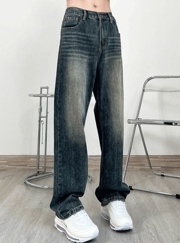 Black Straight Cut  Classic Washed Jeans