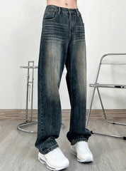 Black Straight Cut  Classic Washed Jeans
