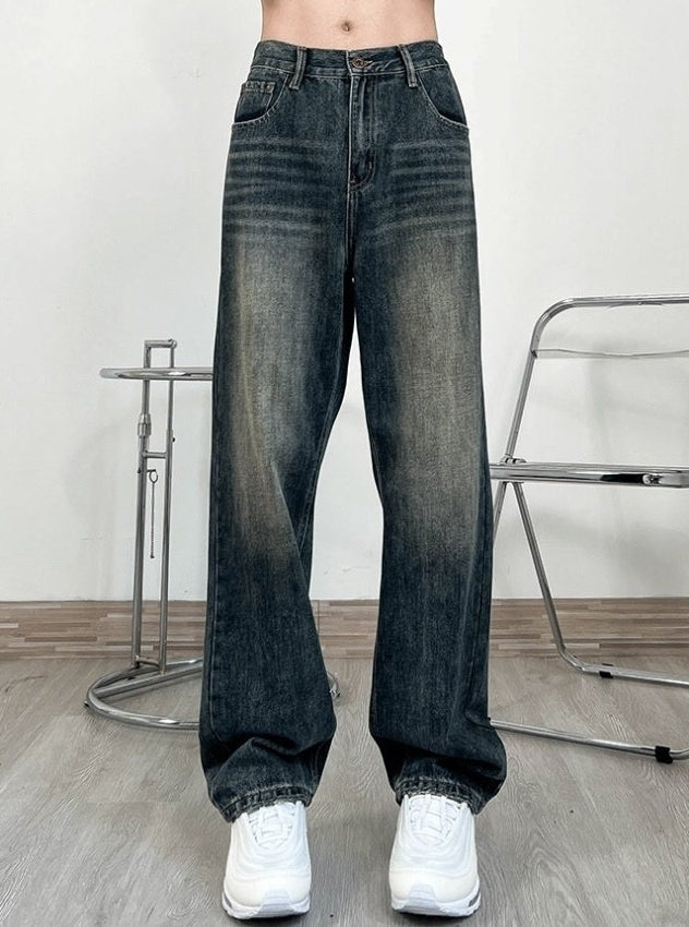 Black Straight Cut  Classic Washed Jeans