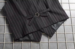 Black Striped Button-Down Vest